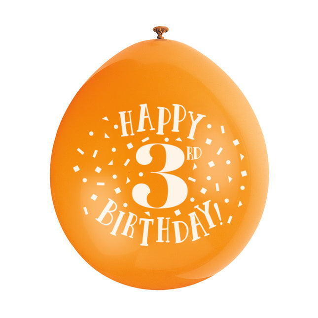 Ballons Happy Birthday 3 Years 28cm 10pcs