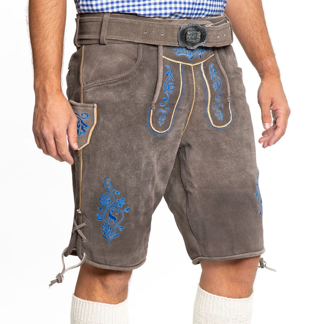 Lederhose Short en cuir Shade Blue et Belt