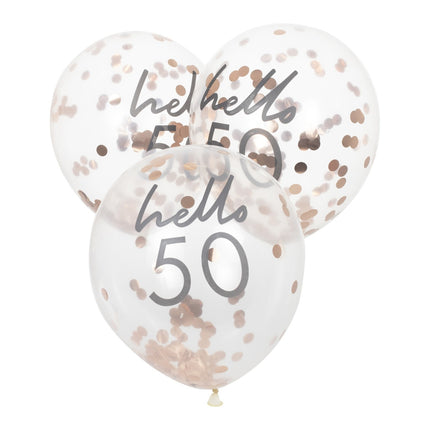 Ballons confettis or rose 50 ans 30cm 5pcs