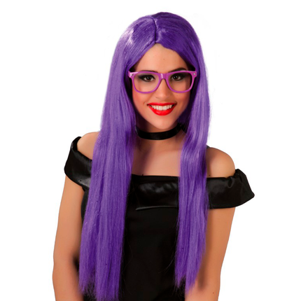 Perruque violette cheveux longs