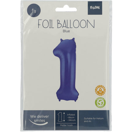 Ballon de baudruche Figure 1 Bleu mat XL 86cm vide