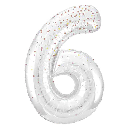 6 Year Figure Balloon White Dots 86cm