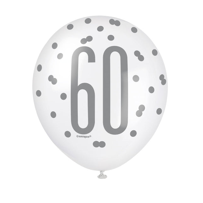 Ballons 60 Years Dots Black 30cm 6pcs