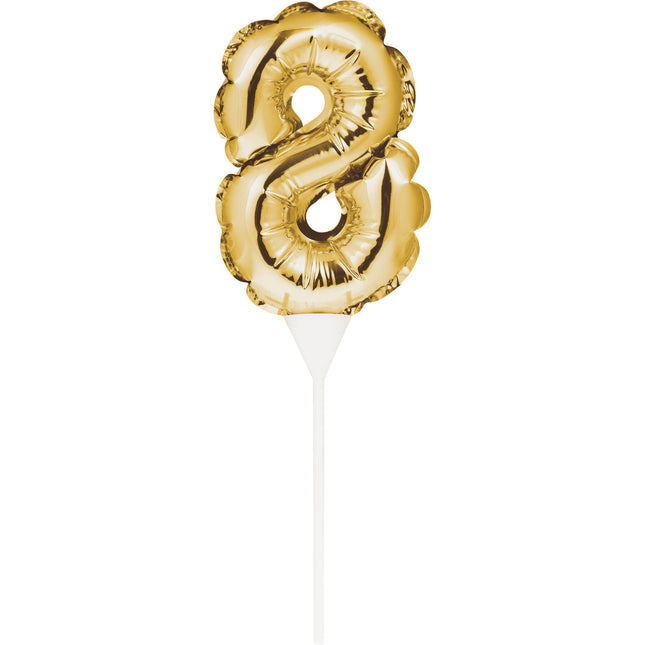 Décor de gâteau doré 8 ans Ballon de baudruche 13cm