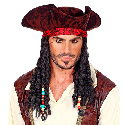 Chapeau de pirate avec dreadlocks