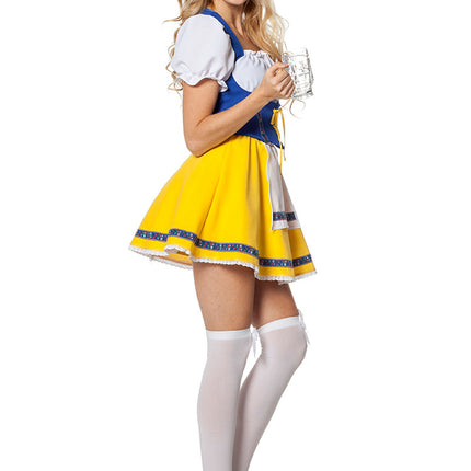 Robe Dirndl Oktoberfest Jaune Bleu