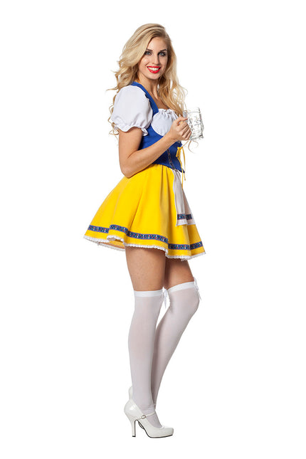 Robe Dirndl Oktoberfest Jaune Bleu