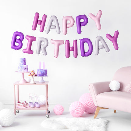 Jeu de ballons de lettres Happy Birthday Purple Mix Empty 3.4m