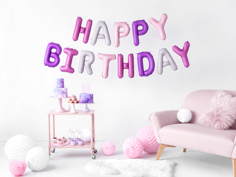 Jeu de ballons de lettres Happy Birthday Purple Mix Empty 3.4m