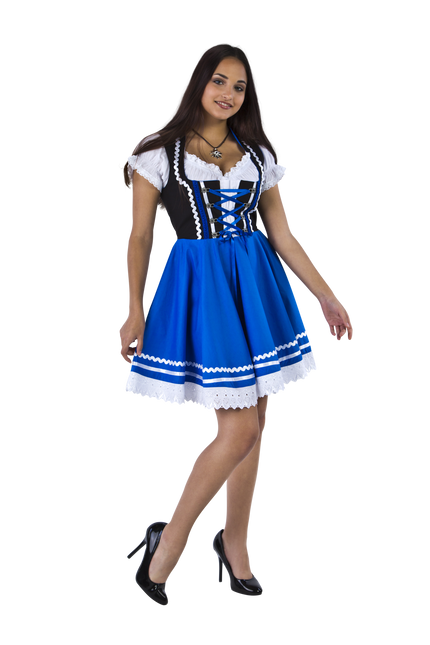 Dirndl 2-dlg.noir/bleu, chemisier Carmen