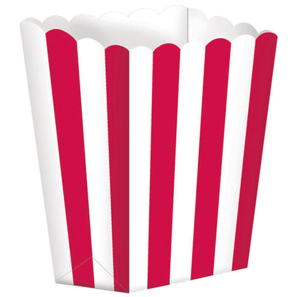 Plateaux à pop-corn rouges rayés 5pcs