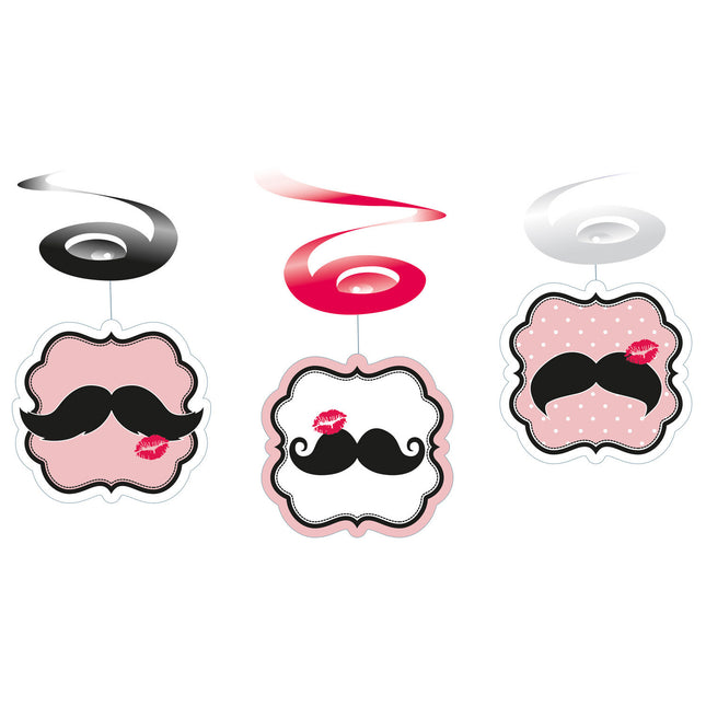 Moustache Décoration suspendue 40cm 6pcs