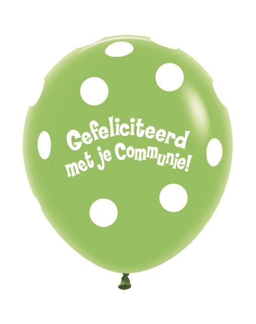 Ballons Communion Polka Dots Lime Green 45cm 25pcs