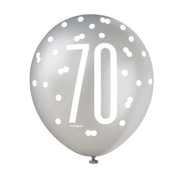 Ballons 70 Years Dots Black 30cm 6pcs