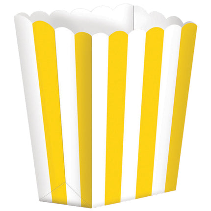 Plateaux à pop-corn jaunes rayés 5pcs