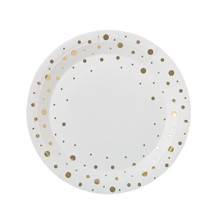 Assiettes Gold Dots White 20cm 8pcs