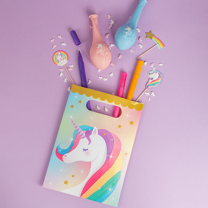 Sacs à partager Licorne colorés 6 pièces