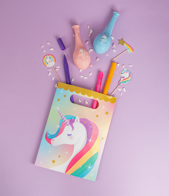 Sacs à partager Licorne colorés 6 pièces