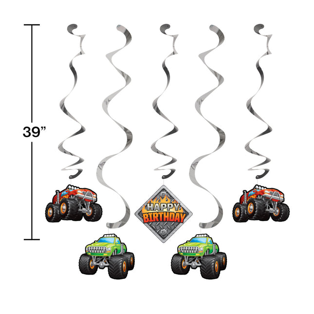 Décoration suspendue Monster Truck 99cm 5 pièces