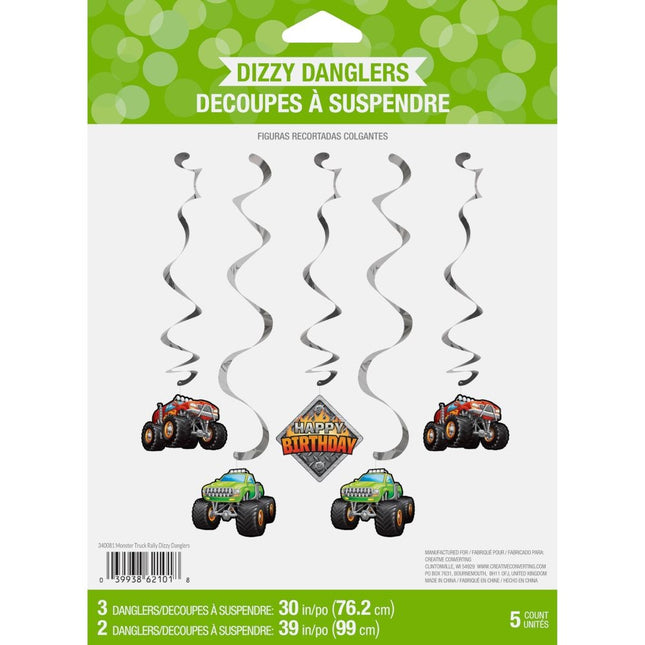 Décoration suspendue Monster Truck 99cm 5 pièces