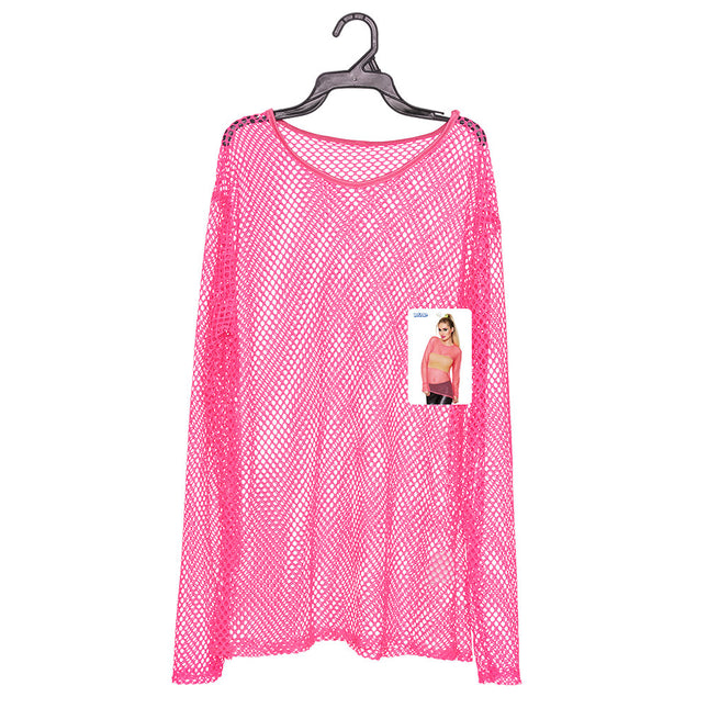 Chemise en résille rose fluo M/L