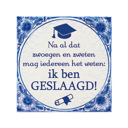 Carreau bleu de Delft Graduated School 15cm