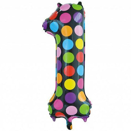 Ballon de baudruche Number 1 Dots XL 86cm vide