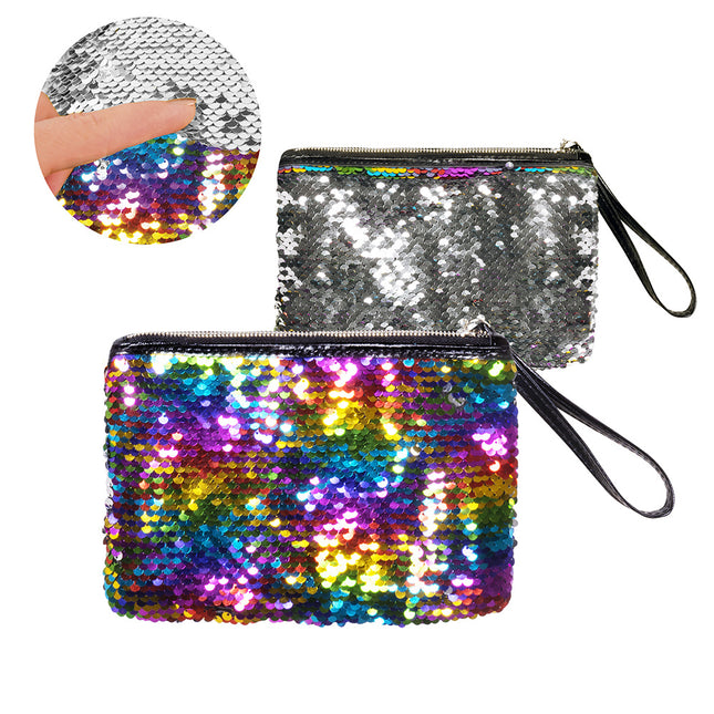 Sac à main Paillettes Réversible Arc-en-ciel Argent 20cm