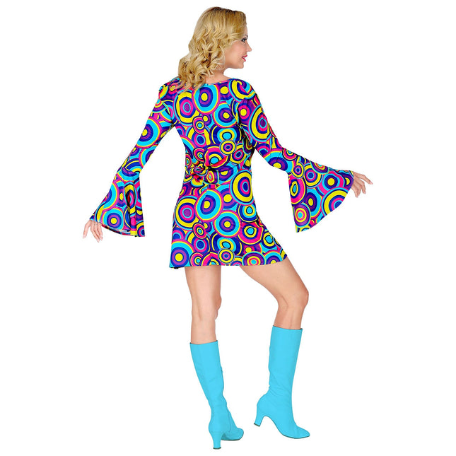 Disco 70S Robe Bleu Violet Dames