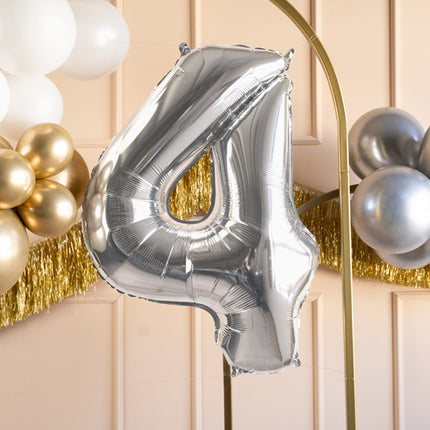 4 Year Figure Balloon Silver Empty 72cm