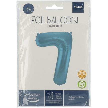 Ballon de baudruche Figure 7 Bleu pastel XL 86cm vide