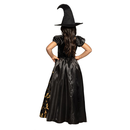 Costume de sorcière d'Halloween enfant doré