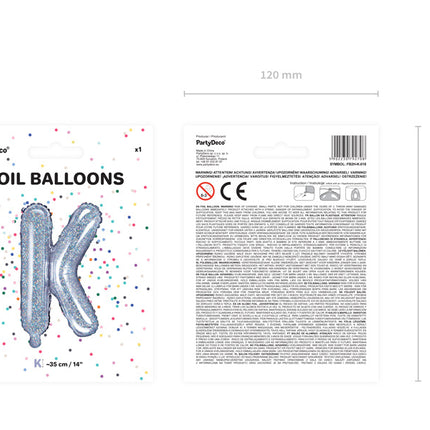 Ballon de baudruche Lettre K Holographique Vide 35cm