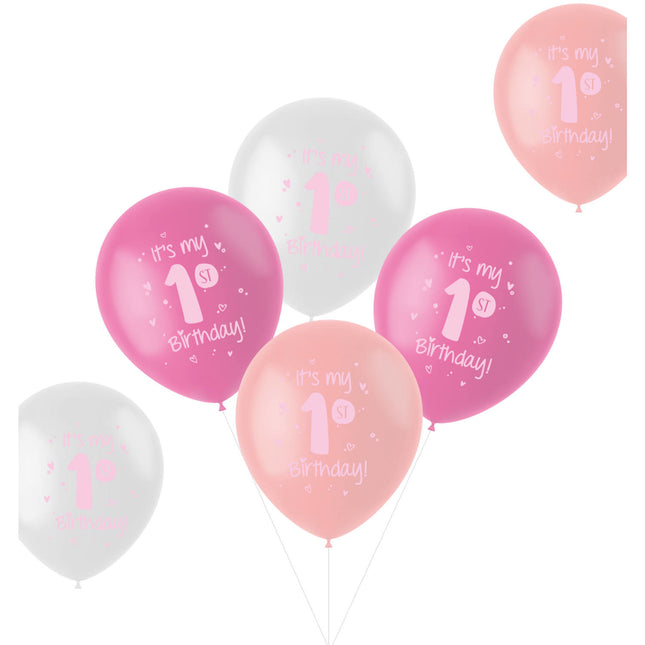 Ballons It's My 1St Birthday Pink 33cm 6pcs