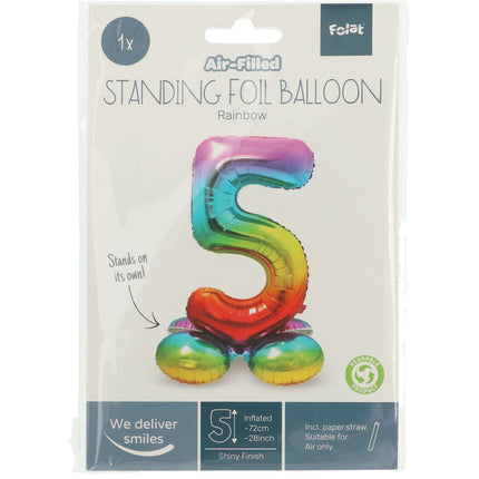 Ballon de baudruche Figure 5 Arc-en-ciel avec support 72cm