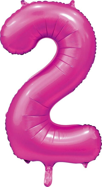 Ballon numéro Fuchsia 2 ans brillant 86cm