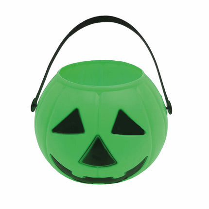 Seau à bonbons vert d'Halloween Citrouille 15cm