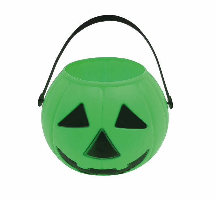 Seau à bonbons vert d'Halloween Citrouille 15cm