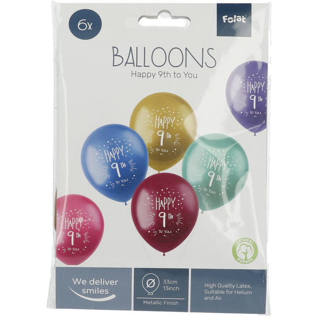 Ballons 9 ansHappy 9th 33cm 6pcs