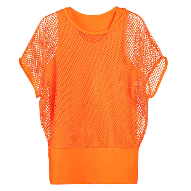 Top en résille Dames Orange M/L