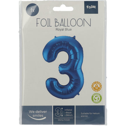 Ballon de baudruche Figure 3 Bleu Métallique XL 86cm Vide