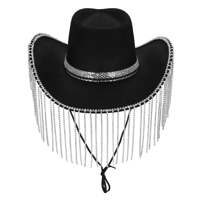 Chapeau de cowgirl noir pailleté