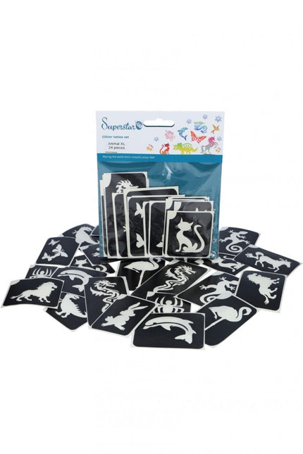 Pochoir de tatouage noir Xl Animaux 24pcs