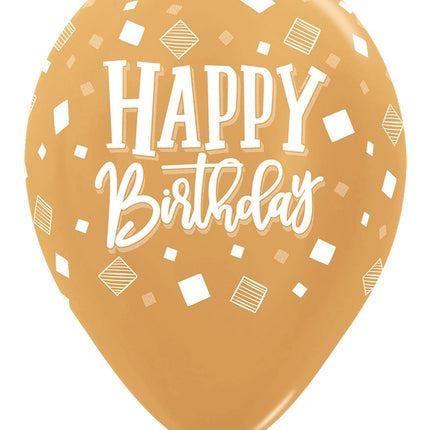 Ballons Happy Birthday Squares Metallic Mix 30cm 25pcs