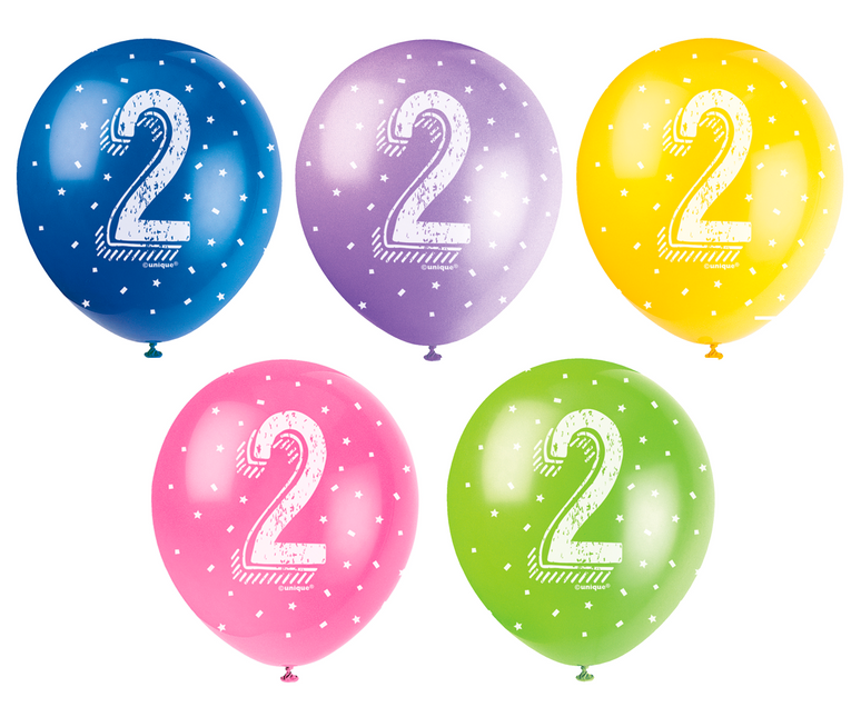 Ballons 2 ans Confetti 30cm 5pcs