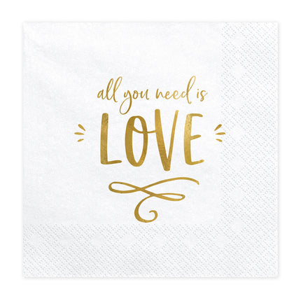 Serviettes de table All You Need Is Love 33cm 20pcs