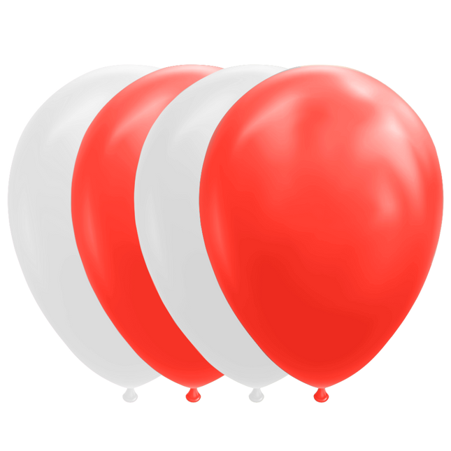 Ballons rouges et blancs 30cm 10pcs