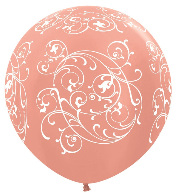 Ballons Filigree Metallic Rose Gold 91cm 2pcs