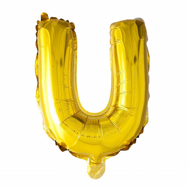 Ballon de baudruche Lettre U doré 41cm avec paille