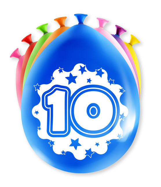 Ballons 10 ans Hurrah 30cm 8pcs